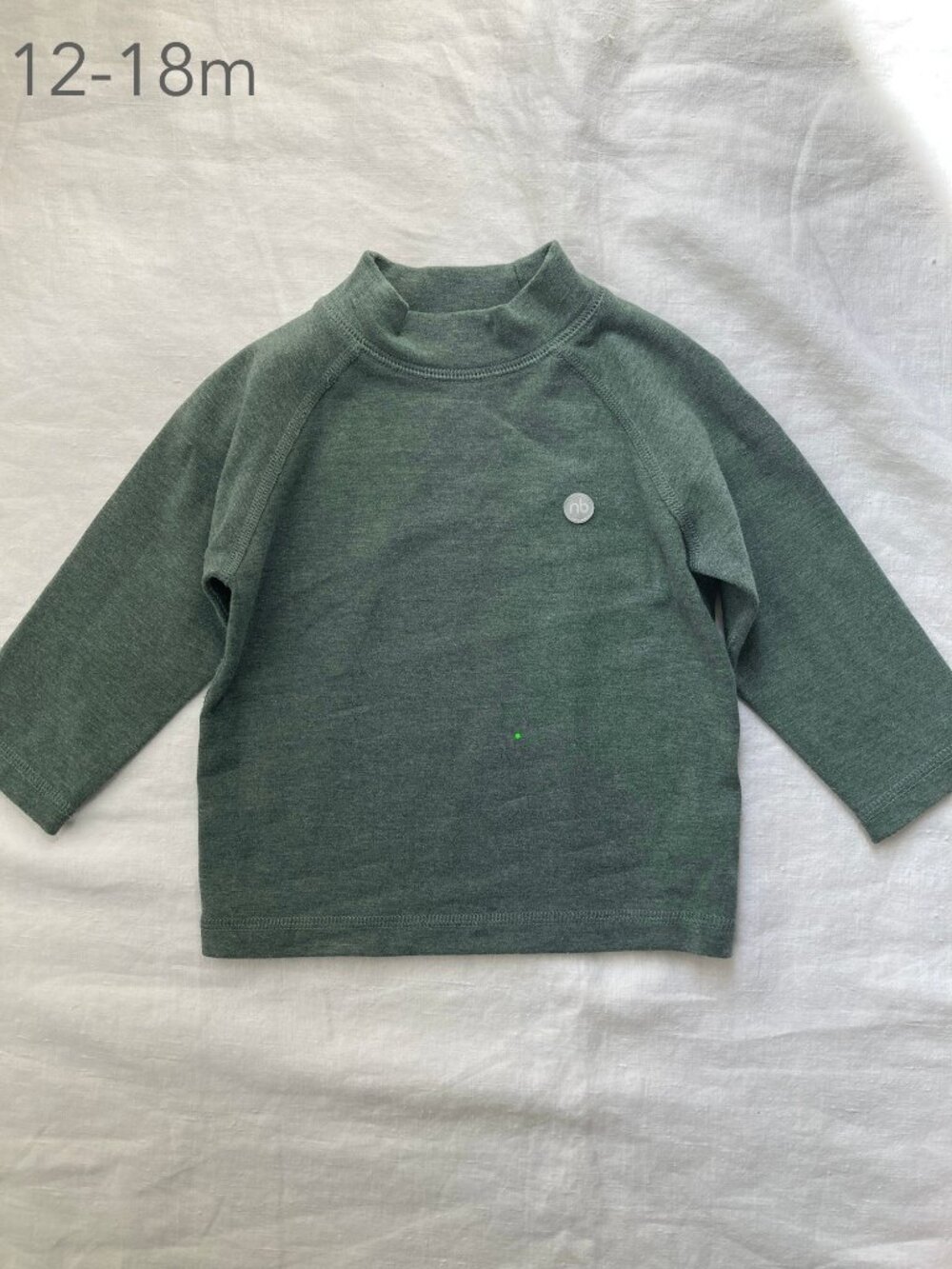 Nest Designs 12-18 Months Baby Toddler Green Fleece Mock Neck Long Sleeve Fall